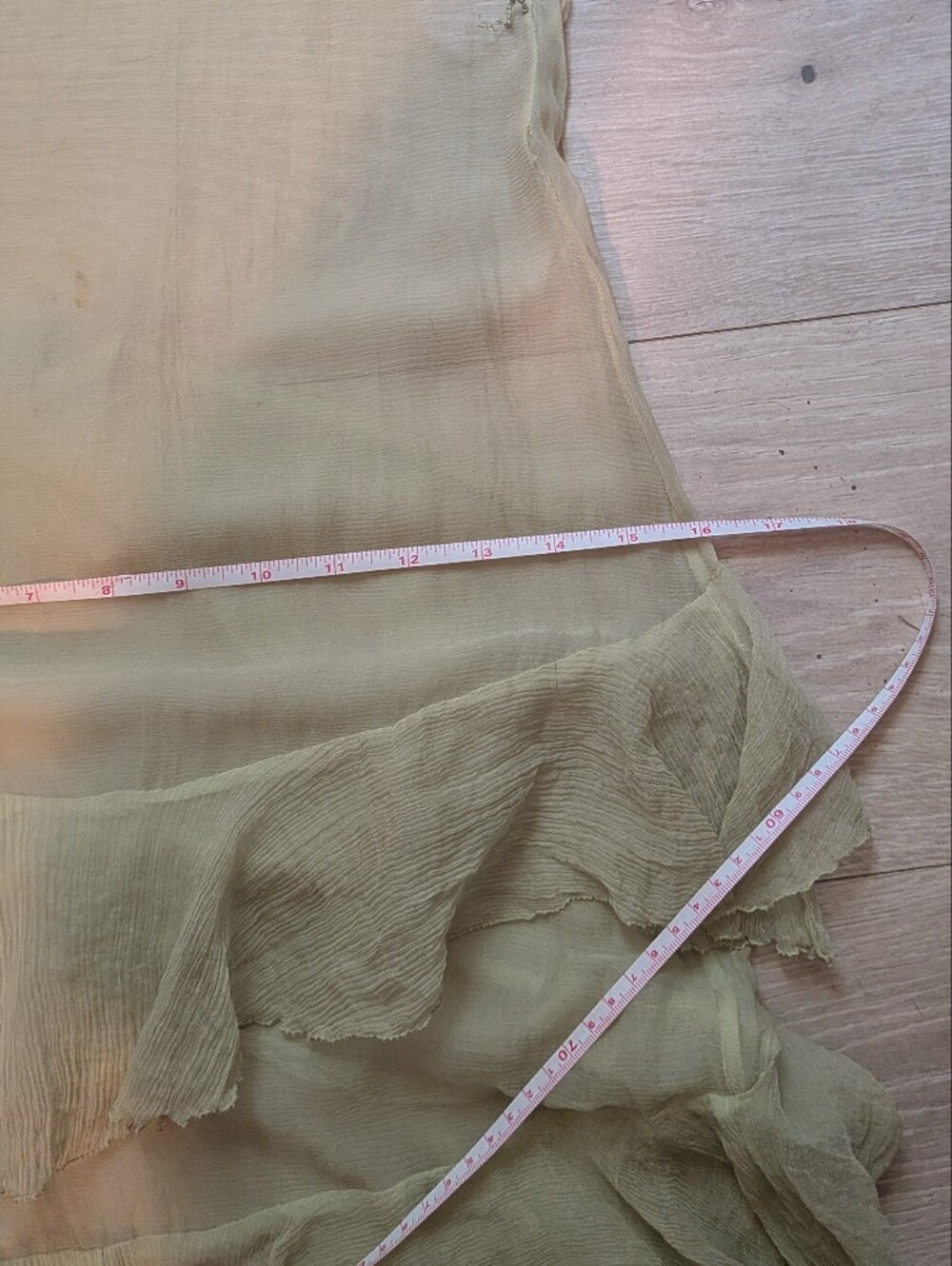 1930's Silk Chiffon Green Ruffle Dress - Picture 11 of 13